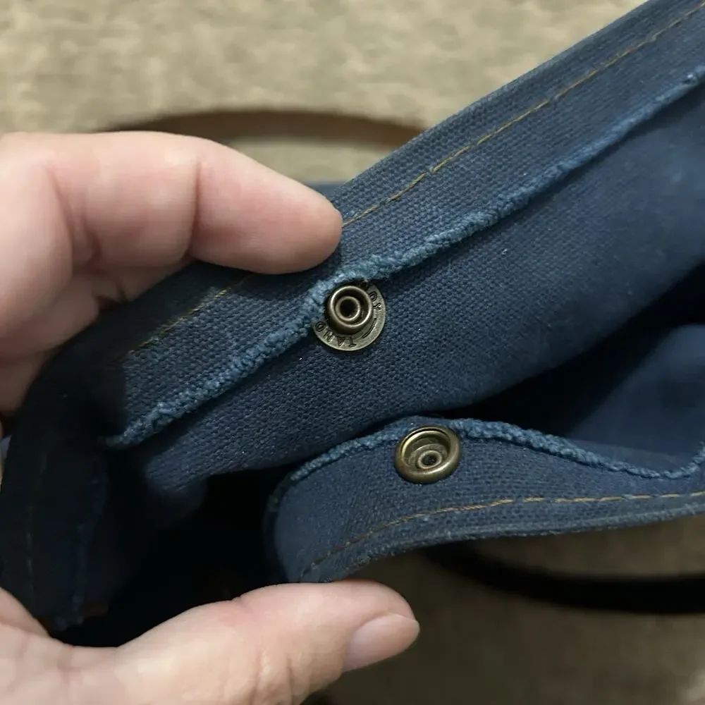 In Blue Handmade Waxed Canvas & Leather Farmers Market tote Bag